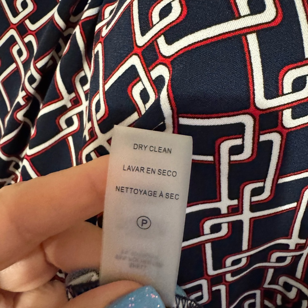 Tommy Hilfiger Navy  Geometric Knot Blouse  MEDIUM   #7 - Picture 7 of 8